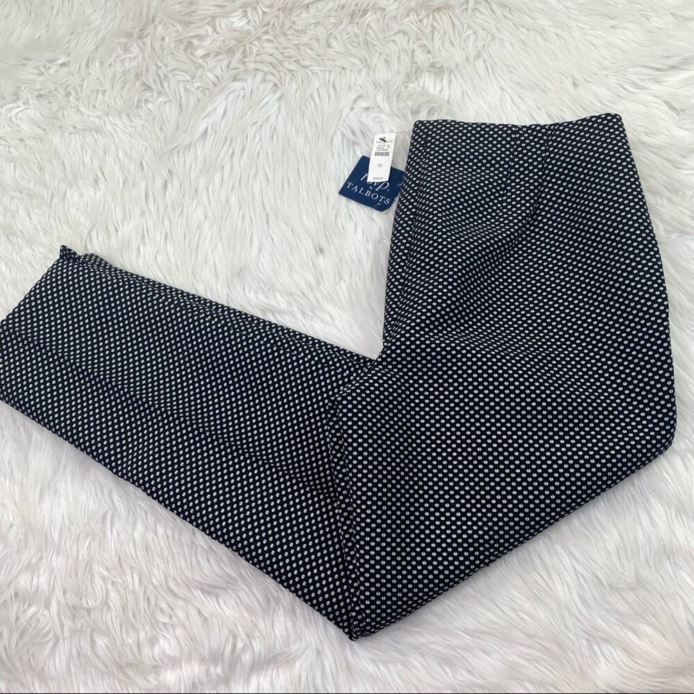 RSVP by Talbots Women's Sateen Metallic Ankle Pants Black Size 10 Polka Dot